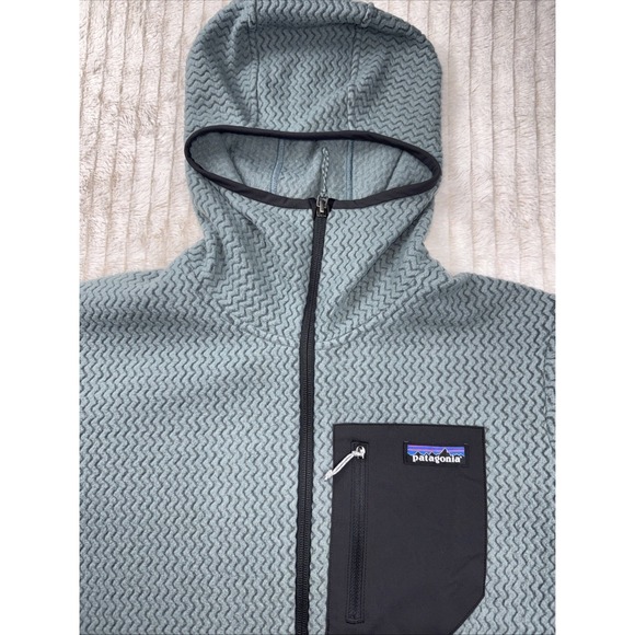 NWOT Patagonia Men R1 Air Fleece Full-Zip Hoodie Med Gray/Blue Retail $220 NICE! - Picture 2 of 15